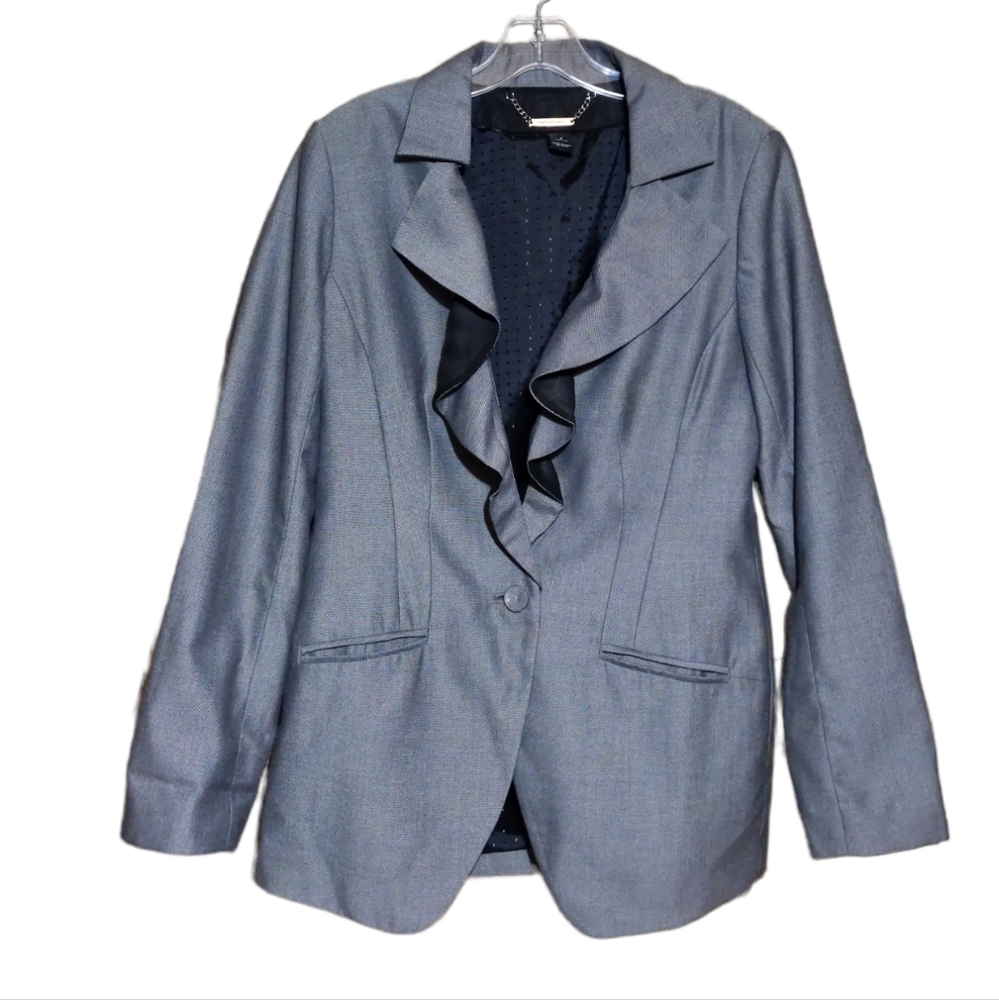 White House Black market gray ruffle Blazer
